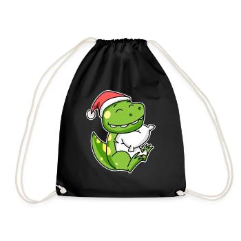 Dinosaurier Weihnachten Schlafen Schlaf - Turnbeutel - Schwarz - Vorne