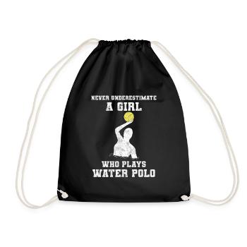 Never Underestimate A Girl Who Plays Water Polo - Drawstring Bag - black - Front