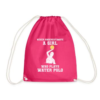 Never Underestimate A Girl Who Plays Water Polo - Drawstring Bag - fuchsia - Front