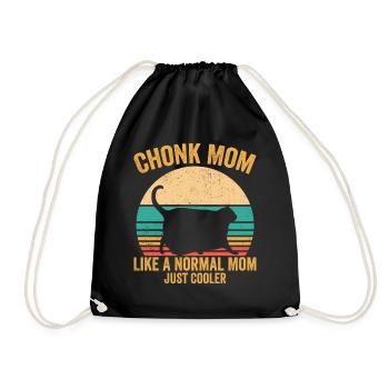Chonk Meme Cat - Drawstring Bag - black - Front