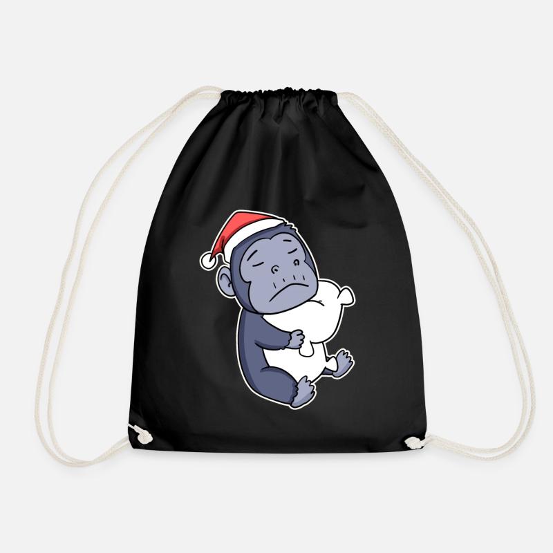 Gorilla Weihnachten Schlafen Schlaf Ausschlafen - Turnbeutel - Schwarz