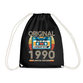 Vintage 1990 Birthday Gift Limited Edition - Drawstring Bag - black - Front