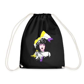 Afro Girl Nonbinary Pride Black Story Mela - Drawstring Bag - black - Front
