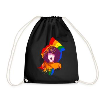 Afro Girl Gay Pride Schwarze Geschichte Melanin Bl - Turnbeutel - Schwarz - Vorne
