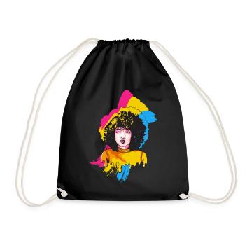 Afro Girl Pansexuelle Flagge Schwarze Geschichte M - Turnbeutel - Schwarz - Vorne