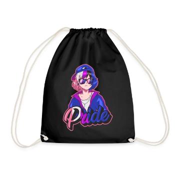 Genderfluid Proud Japanese Cool Anime Girl Gen - Drawstring Bag - black - Front