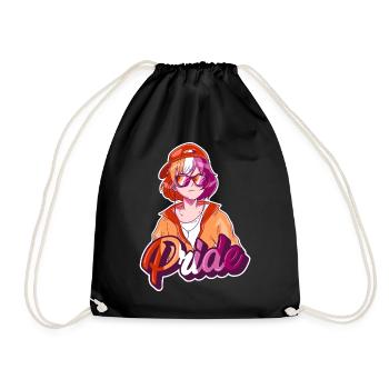 lesbians proud gay japanese cool anime girl - Drawstring Bag - black - Front