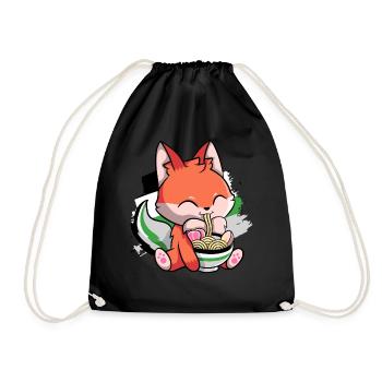 Demiromantic Pride Kawaii Fox Ramen Noodles - Drawstring Bag - black - Front