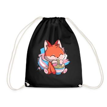 Transgender Pride Kawaii Fox Ramen Noodles Trans - Sac de sport léger - noir - Devant