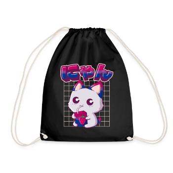 Bisexual Pride Bi Kawaii Cat Strawberry Milk Bisex - Sac de sport léger - noir - Devant