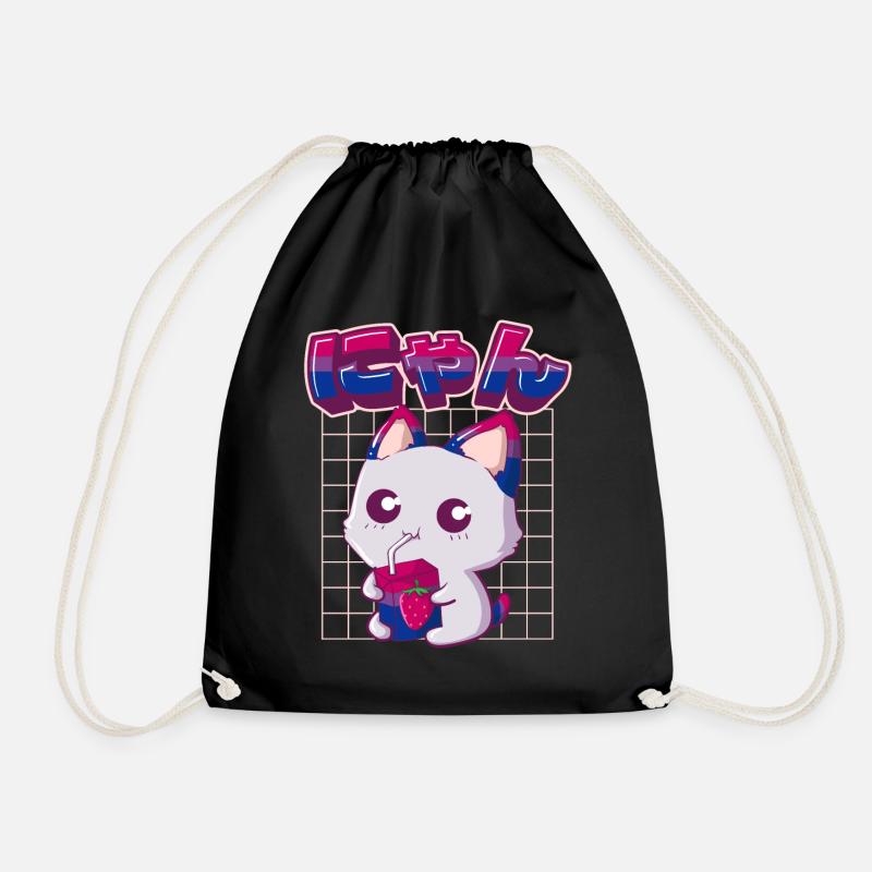 Bisexuell Stolz Bi Kawaii Katze Erdbeermilch Bisex - Turnbeutel - Schwarz
