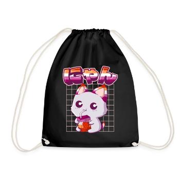 Lesbian Pride Gay Kawaii Cat Fraise - Sac de sport léger - noir - Devant