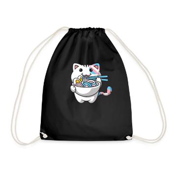 Transgender Pride Kawaii Cat Ramen Noodles Trans - Sac de sport léger - noir - Devant