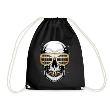New Money Aesthetics Gothic Skull Goth - Drawstring Bag - black - Front