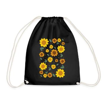 Bloomcore Ästhetische Sonnenblumen Flowercore Cott - Turnbeutel - Schwarz - Vorne