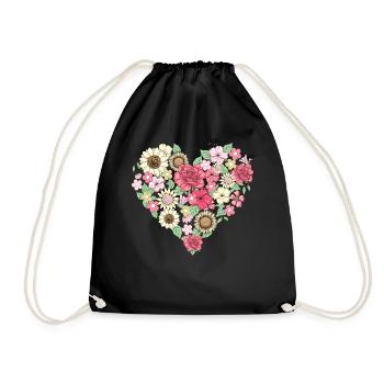 Bloomcore Esthétique Flower Heart Cottagecore - Sac de sport léger - noir - Devant