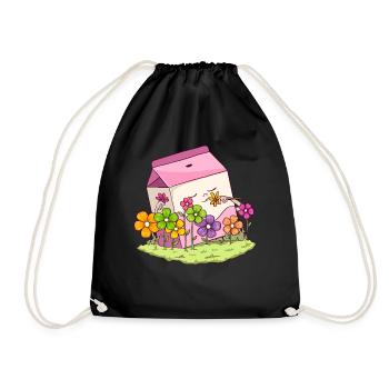 Bloomcore Esthétique Kawaii Lait de fraise Cottagecor - Sac de sport léger - noir - Devant