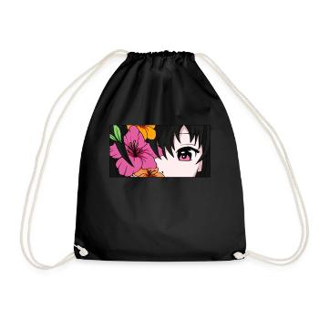 Bloomcore Esthétique Anime Fille Yeux Flower Co - Sac de sport léger - noir - Devant