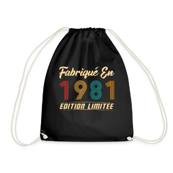 Fabriqué en 1981 Vintage Cadeau D'anniversaire - Sac de sport léger - noir - Devant
