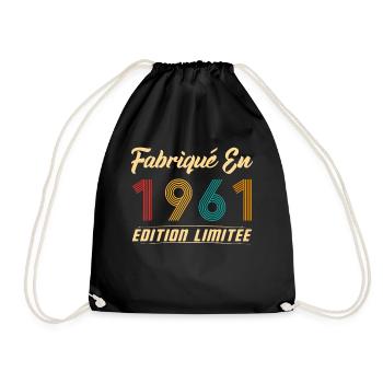Fabriqué en 1961 Vintage Cadeau D'anniversaire - Sac de sport léger - noir - Devant