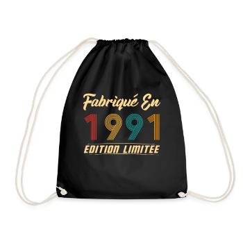 Fabriqué en 1991 Vintage Cadeau D'anniversaire - Sac de sport léger - noir - Devant