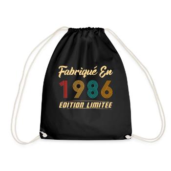 Fabriqué en 1986 Vintage cadeau d'anniversaire - Sac de sport léger - noir - Devant