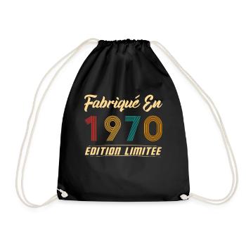 Fabriqué en 1970 Vintage cadeau d'anniversaire - Sac de sport léger - noir - Devant