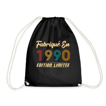 Fabriqué en 1990 Vintage cadeau d'anniversaire - Sac de sport léger - noir - Devant