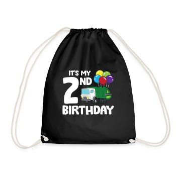 Garbage Truck It's My 2nd Birthday Garbage Day 2 - Drawstring Bag - black - Front