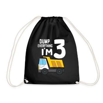 Dump Truck 3rd Birthday Dump Everything I'm 3 - Turnbeutel - Schwarz - Vorne