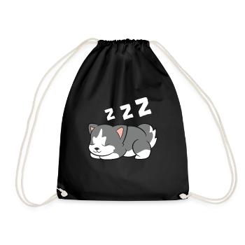 Sleeping Husky Dog Husky Pajama Cute Siberian - Turnbeutel - Schwarz - Vorne
