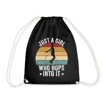 Funny Skipping Rope Springseil Nur ein Mädchen, da - Turnbeutel - Schwarz - Vorne