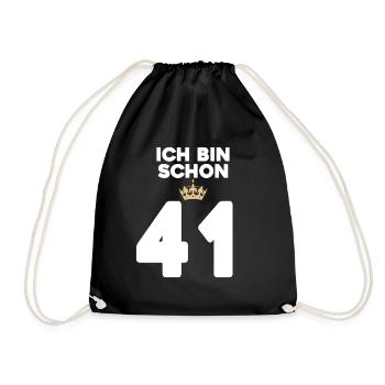 41 Geburtstag - 41 Jahre mit Krone - Turnbeutel - Schwarz - Vorne