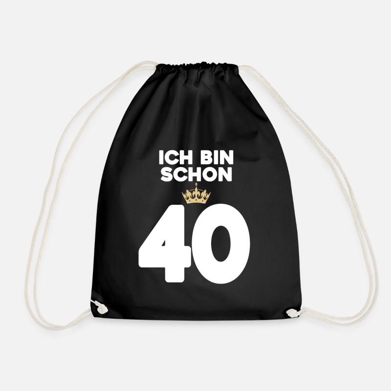 40 Geburtstag - 40 Jahre mit Krone - Turnbeutel - Schwarz