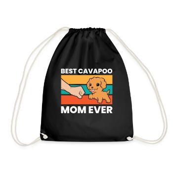 Cavapoo Dog Mama Cavoodle Best Cavapoo Mom Ever - Drawstring Bag - black - Front