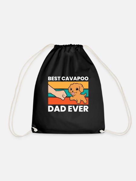 Cavapoo Dog Papa Cavoodle Best Cavapoo Dad Ever - Drawstring Bag - black