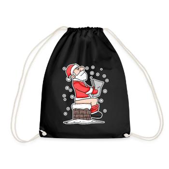 Weihnachtsmann Schornstein lustig Weihnachten - Turnbeutel - Schwarz - Vorne