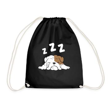 English Bulldog Sleeping Bulldog Pajama Funny - Turnbeutel - Schwarz - Vorne