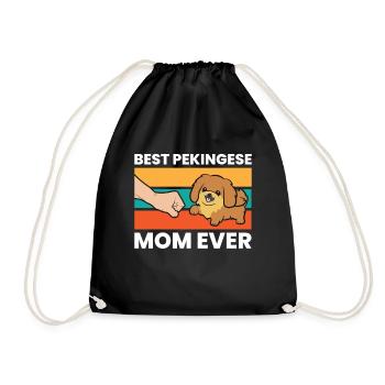 Best Pekingese Mom Ever - Drawstring Bag - black - Front