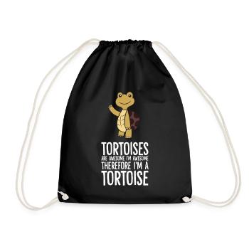Tortoises Are Awesome. I'm Awesome Therefore I'm - Drawstring Bag - black - Front