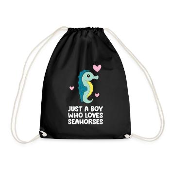 Just a Boy Who Loves Seahorses - Drawstring Bag - black - Front