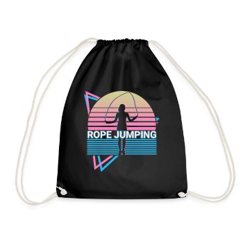 Jumping rope Jumping Rope Fitness Retro - Drawstring Bag - black - Front