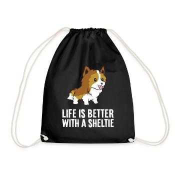 Life Is Better With A Sheltie Dog - Drawstring Bag - black - Front