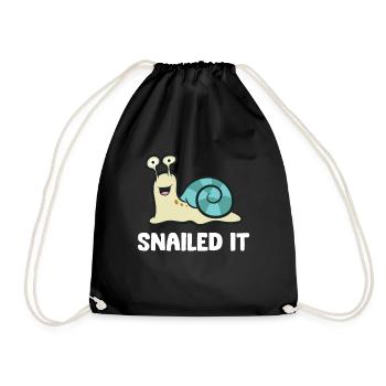 Snailed It Snail - Drawstring Bag - black - Front