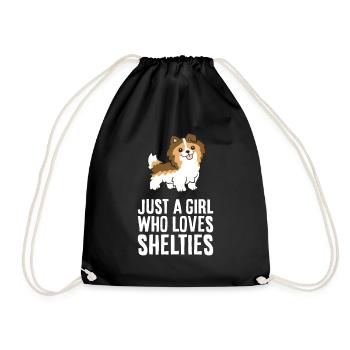 Just a Girl Who Loves Shelties - Drawstring Bag - black - Front
