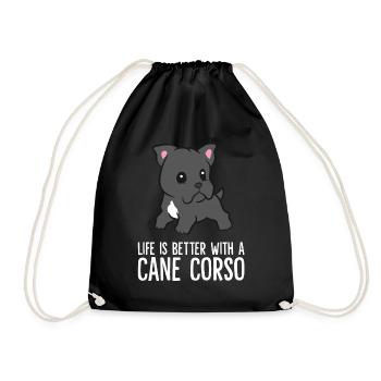Life Is Better With A Cane Corso Dog - Drawstring Bag - black - Front