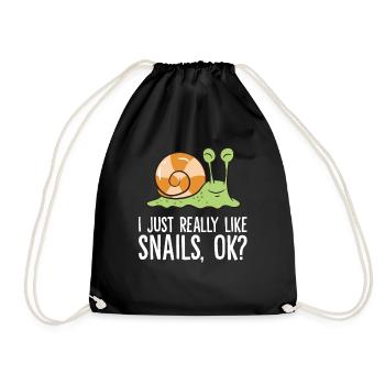 I Just Really Like Snails, Ok? Love Snails - Drawstring Bag - black - Front
