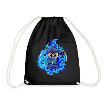 6th birthday boy 6 years old ninja - Drawstring Bag - black - Front