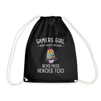 Gamers Girl Because Boys Need Heroes Geek Gamer - Sac de sport léger - noir - Devant