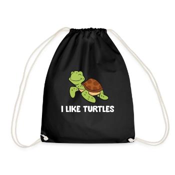 I Like Turtles Reptile Funny Sea Turtle - Drawstring Bag - black - Front